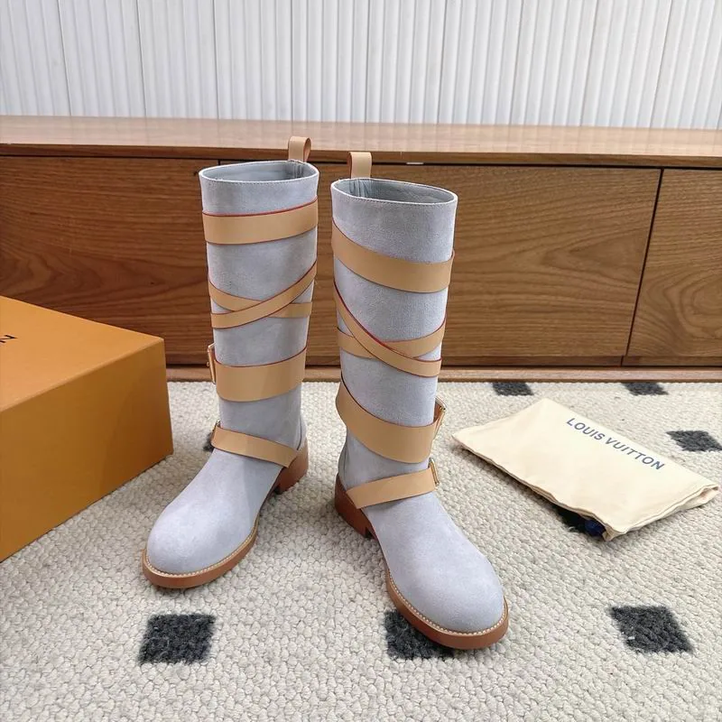 LV mns0805 Striped Knee-High Boots, source view 3, SKU mns0805