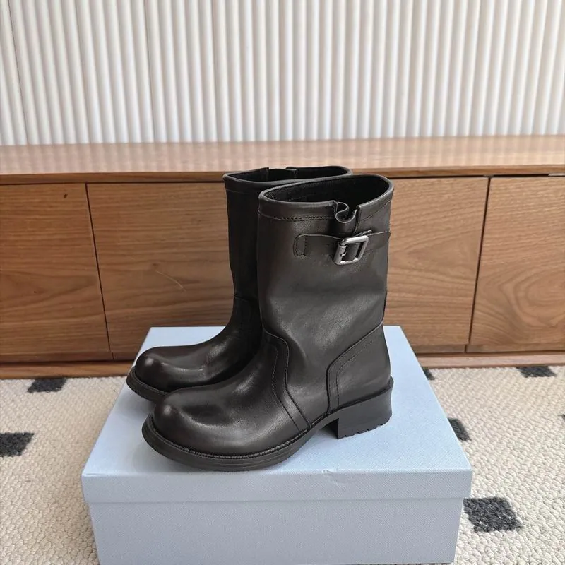 Prada mns0802 Buckle Mid-Calf Boots, source view 1, SKU mns0802