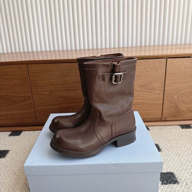 Prada mns0802 Buckle Mid-Calf Boots, source view 4, SKU mns0802