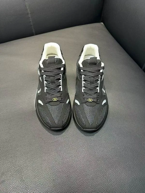 Valentino HNX0501 Grey Runner Sneakers grey runner-style sneakers with layered panels, sculpted sole, and lace-up front view 1