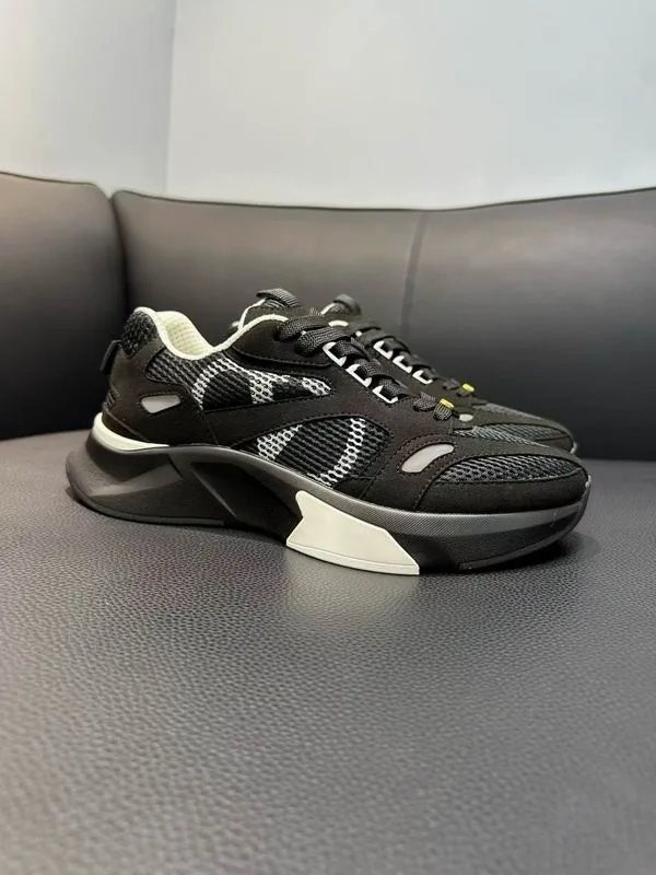 Valentino HNX0501 Grey Runner Sneakers grey runner-style sneakers with layered panels, sculpted sole, and lace-up front view 2