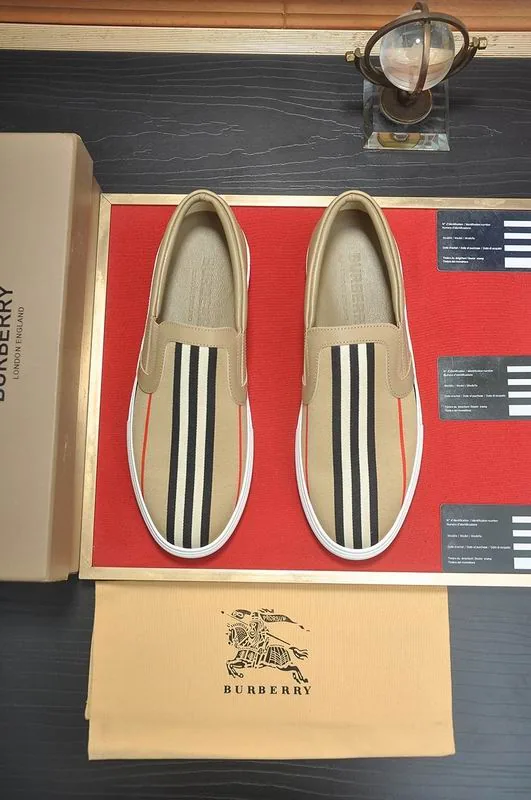 Burberry HNX0607 Beige Stripe Slip-On Sneakers, catalog view 1, hnx0607