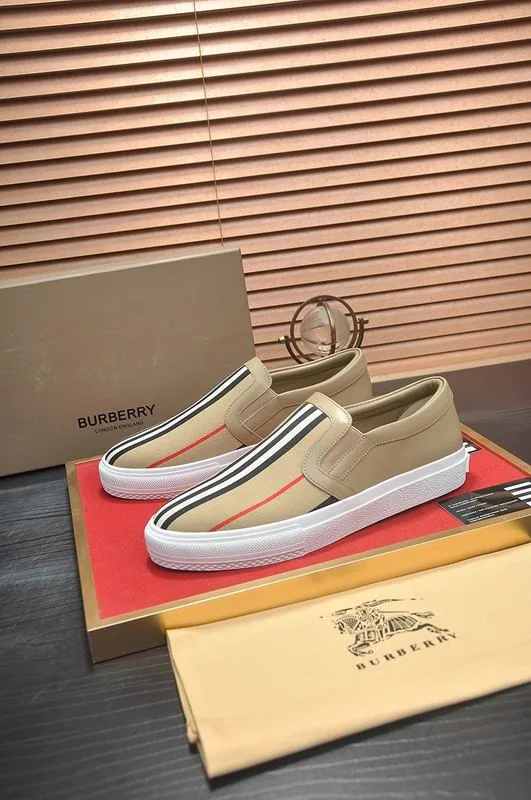 Burberry HNX0607 Beige Stripe Slip-On Sneakers, catalog view 3, hnx0607