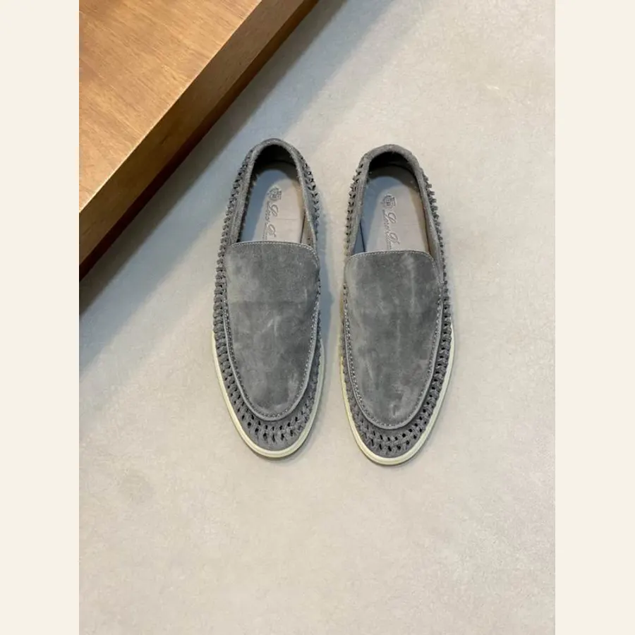Loro Piana HNX0603 Grey Casual Slip-On Shoes, catalog view 1, HNX0603