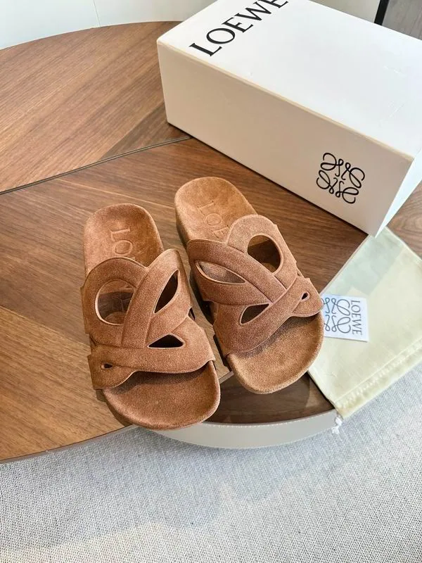 Loewe White Block-Heel Mule Sandals, source view 1, mns0604