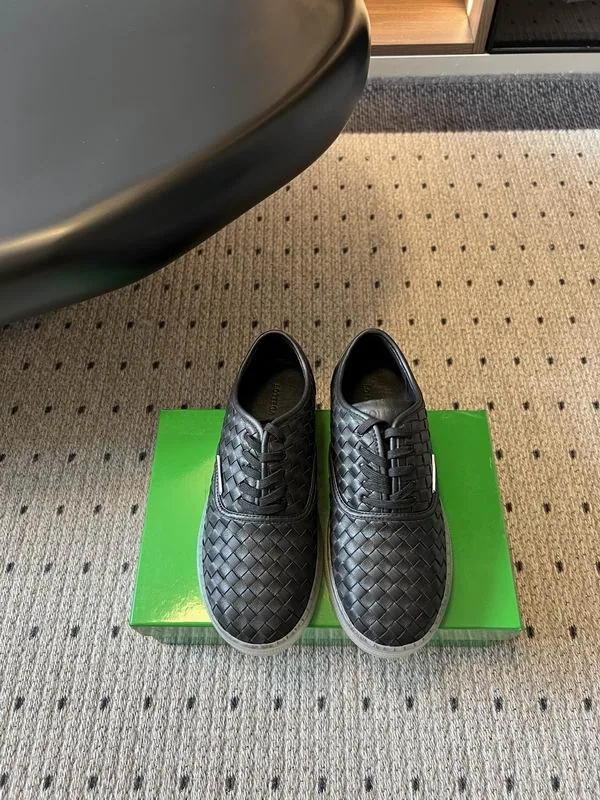Bottega Veneta Black Woven Slip-On Shoes, source view 1, mns0601