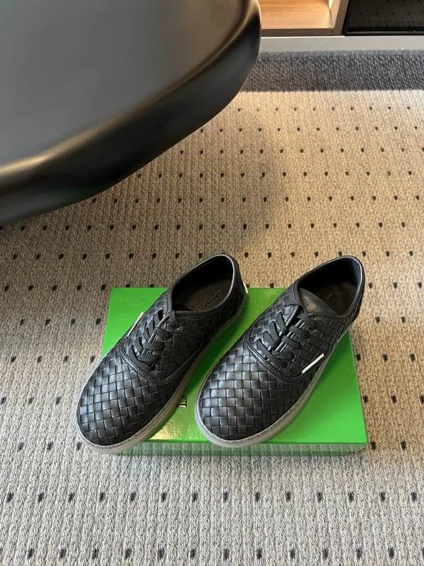 Bottega Veneta Black Woven Slip-On Shoes, source view 2, mns0601