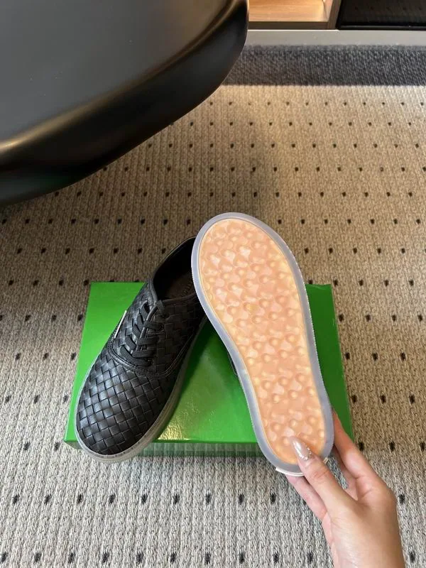 Bottega Veneta Black Woven Slip-On Shoes, source view 3, mns0601