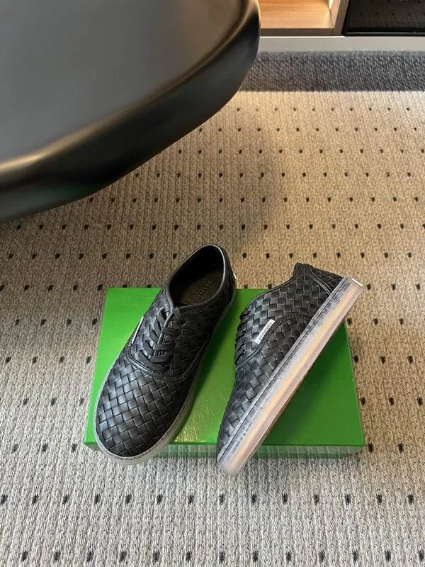 Bottega Veneta Black Woven Slip-On Shoes, source view 4, mns0601