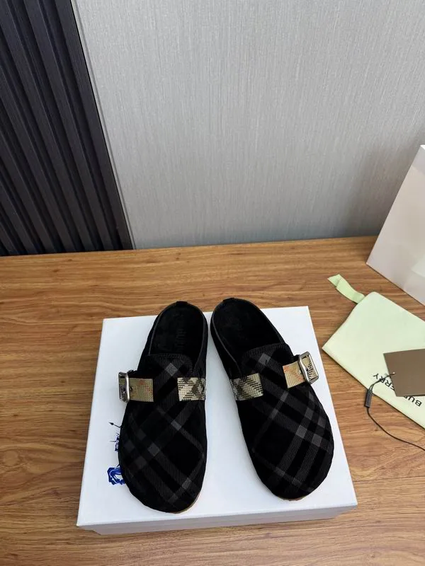 Burberry MNS0701 Black Check Buckle Mule Slides, catalog view 1, mns0701
