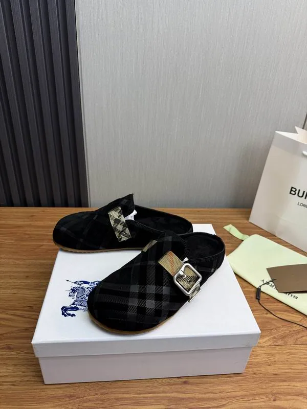 Burberry MNS0701 Black Check Buckle Mule Slides, catalog view 2, mns0701