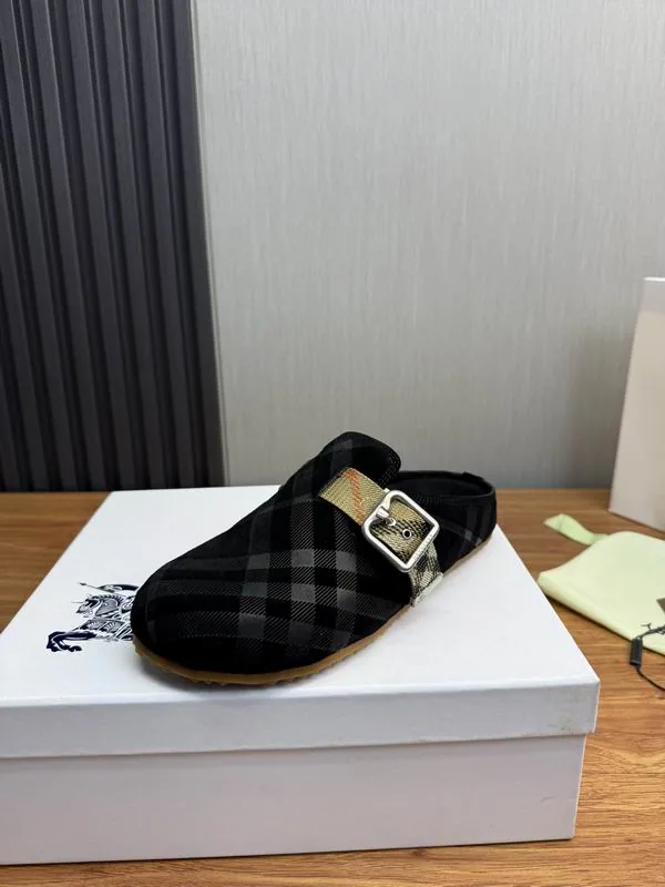 Burberry MNS0701 Black Check Buckle Mule Slides, catalog view 4, mns0701