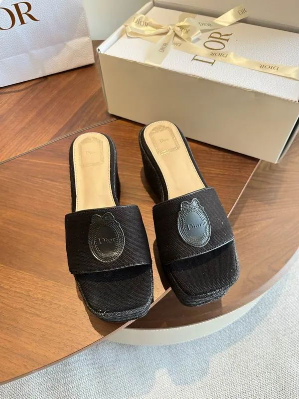 Dior MNS0805 Black Wedge Slide Sandals, catalog view 1, mns0805
