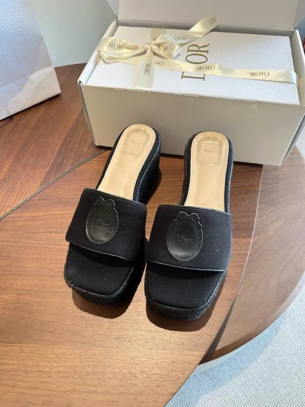Dior MNS0805 Black Wedge Slide Sandals, catalog view 2, mns0805