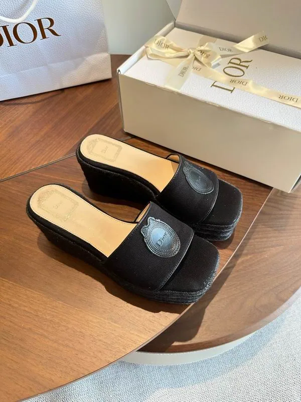 Dior MNS0805 Black Wedge Slide Sandals, catalog view 3, mns0805