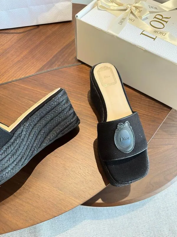 Dior MNS0805 Black Wedge Slide Sandals, catalog view 4, mns0805