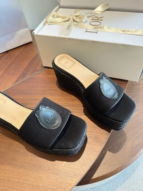 Dior MNS0805 Black Wedge Slide Sandals, catalog view 5, mns0805