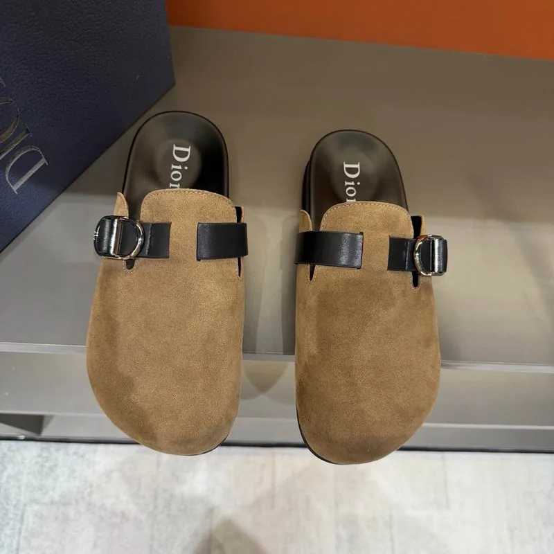 Dior MNS0802 Tan Buckle Mule Slides, catalog view 1, mns0802