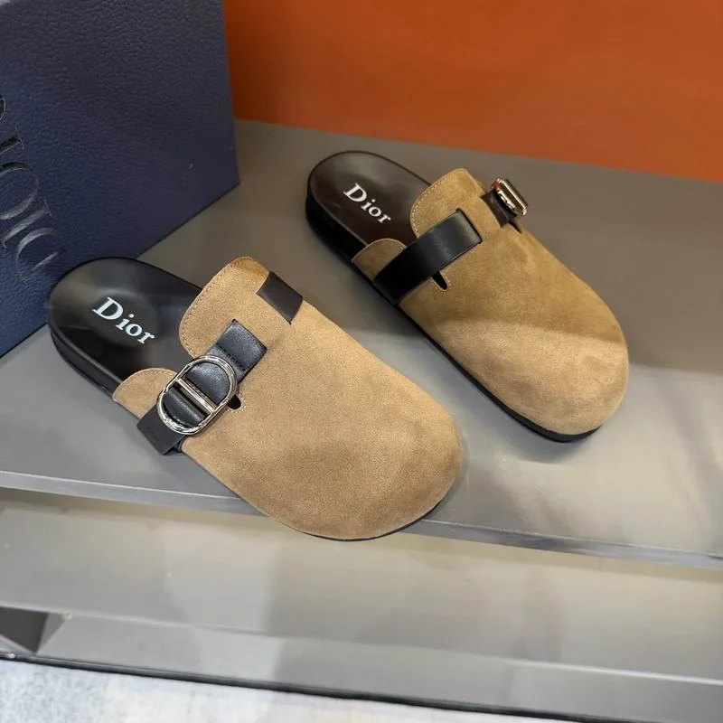 Dior MNS0802 Tan Buckle Mule Slides, catalog view 3, mns0802