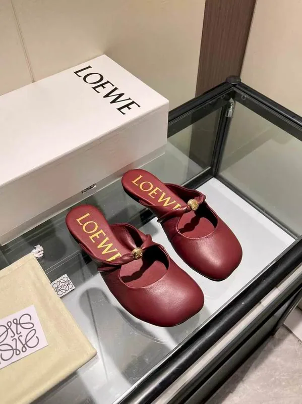 Loewe Burgundy Strap Half Slippers, source view 1, mns0801