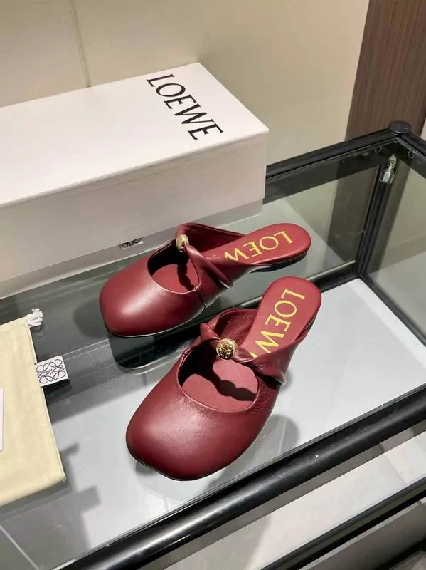 Loewe Burgundy Strap Half Slippers, source view 3, mns0801