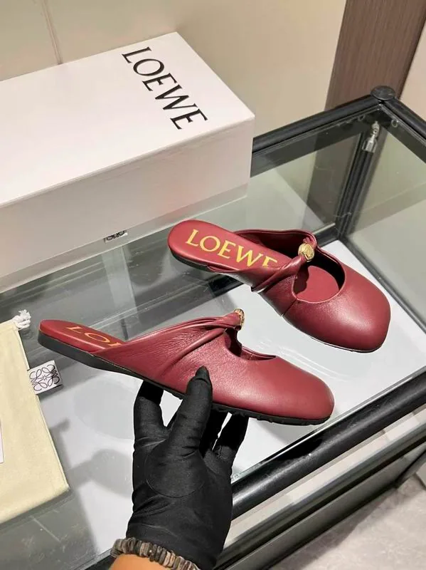 Loewe Burgundy Strap Half Slippers, source view 4, mns0801