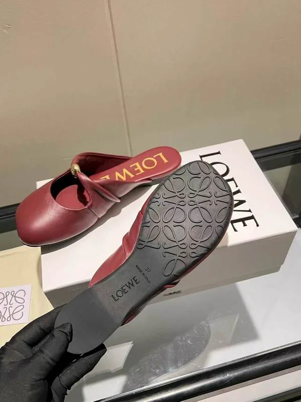 Loewe Burgundy Strap Half Slippers, source view 5, mns0801
