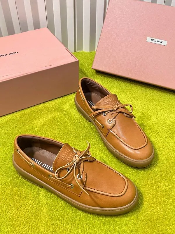 Miu Miu warm brown lace-up boat loafer, catalog view 3, mns0803