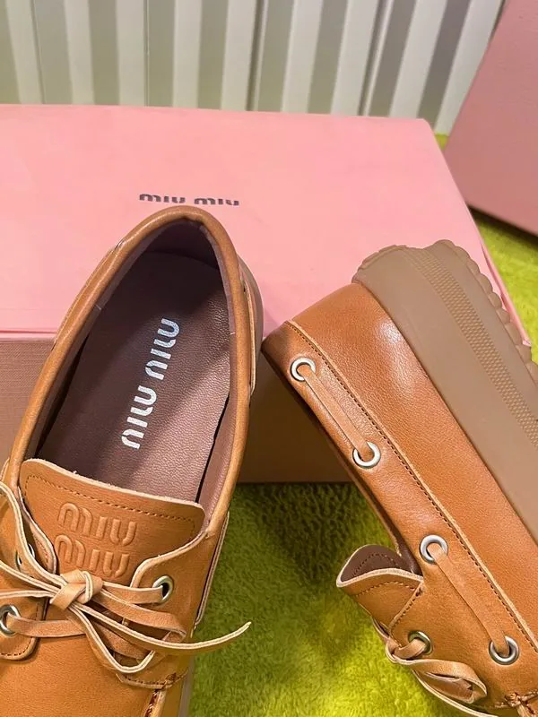 Miu Miu warm brown lace-up boat loafer, catalog view 5, mns0803