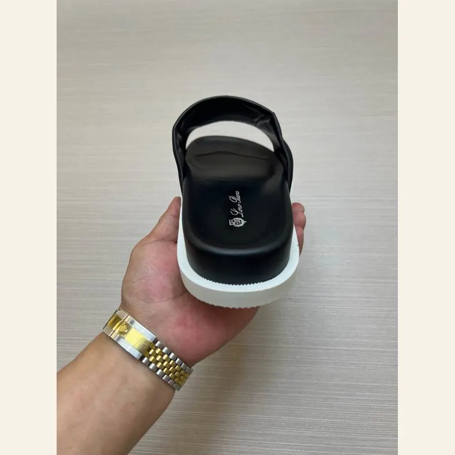 Loro Piana MNS0809 Black Slide Slippers, catalog view 5, MNS0809