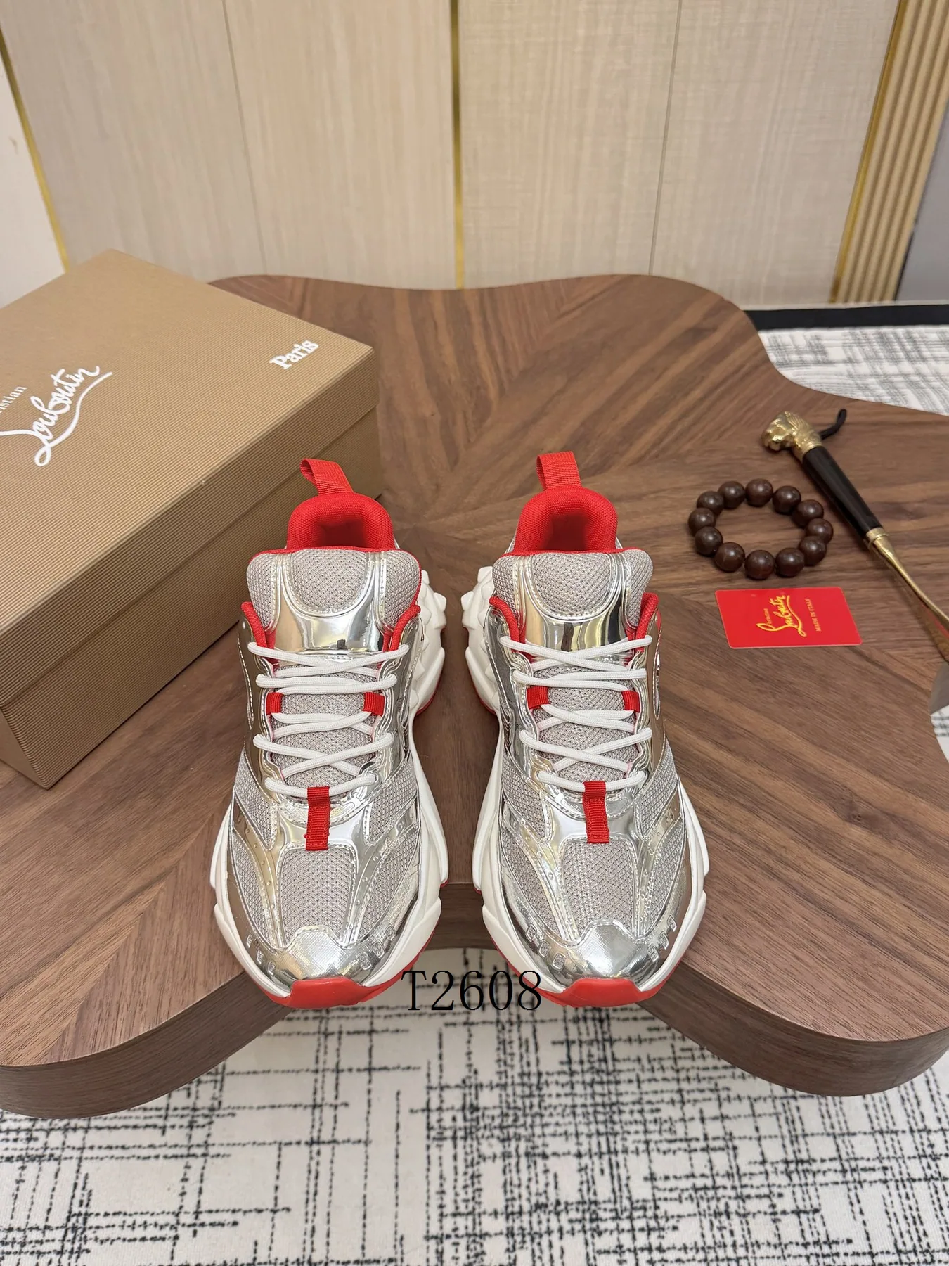 CL White Red Low-Top Sneakers, catalog view 5, 15