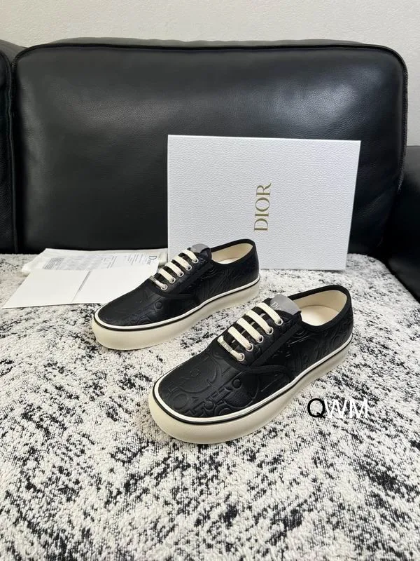 Dior WM0802 Cream Black Low-Top Sneakers, source view 3, SKU WM0802