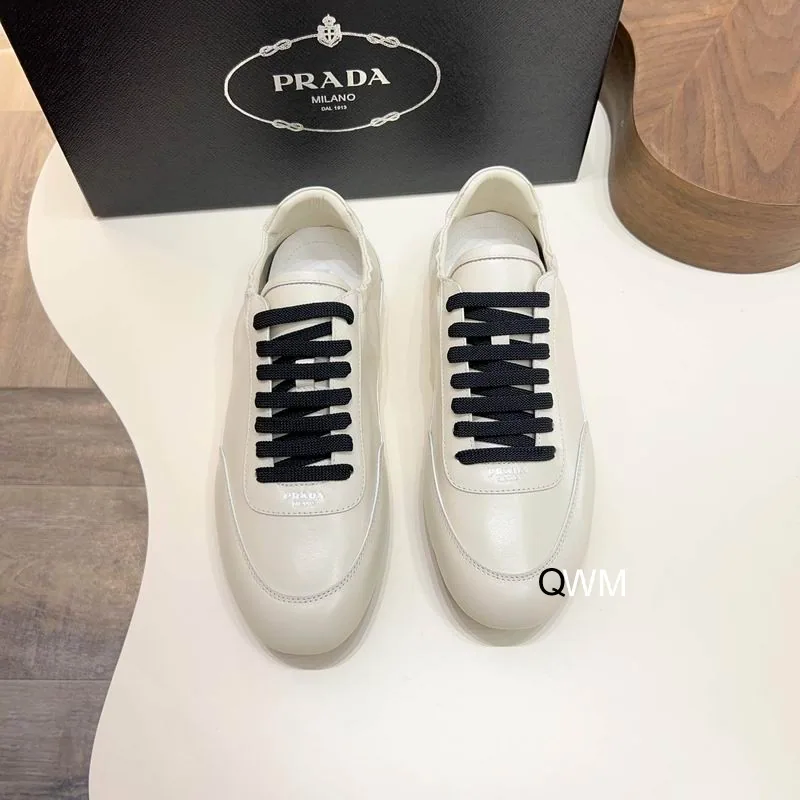 Prada WM0802 White Contrast-Lace Sneakers, catalog view 1, WM0802-06